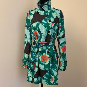 Banana Republic Vibrant Floral Long Sleeve Trench Coat